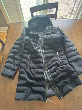 Michael Kors Black Quilted Puffer Coat with Hood